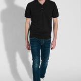 Short sleeve polo shirt in black cotton
