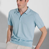 Short sleeve polo shirt in light blue cotton
