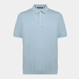 Short sleeve polo shirt in light blue cotton