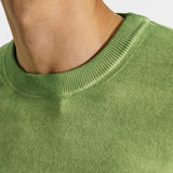 Fast dye crew neck long sleeves in green cotton