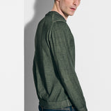 Fast dye crew neck long sleeves in military green cotton