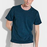 Fast dye short sleeve crew neck in dark blue cotton