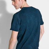 Fast dye short sleeve crew neck in dark blue cotton