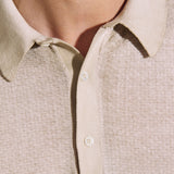 Beige wavy stitch cotton polo shirt