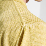 Beige yellow wavy stitch cotton polo shirt