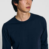Dark blue cotton long sleeve t-shirt
