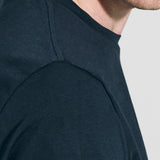 Dark blue cotton T-shirt with reinforcement on the shoulders