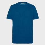 Light blue cotton T-shirt with shoulder reinforcement