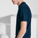 Dark blue roll neck cotton t-shirt