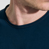 Dark blue roll neck cotton t-shirt