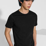 Black roll neck cotton t-shirt