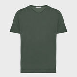 T-shirt cotone scollo V verde militare