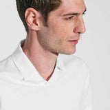 V-neck polo shirt in white jersey cotton