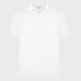 V-neck polo shirt in white jersey cotton