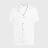 Short-sleeved shirt in white jersey cotton