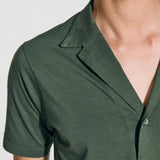 Camicia a manica corta in cotone jersey verde militare