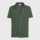 Short-sleeved shirt in military green jersey cotton