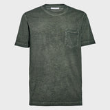 T-shirt con taschino tintura invecchiata verde militare