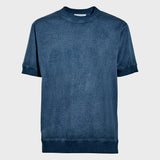 Dark blue mercerized jersey cotton T-shirt