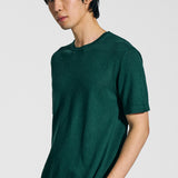 T-shirt in lino verde scuro