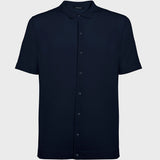 Dark blue linen short sleeve shirt