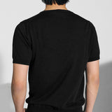 Short sleeve crew neck in black silk and cotton
