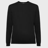 Long sleeve crew neck in black silk and cotton