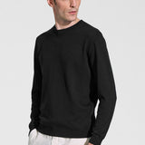 Long sleeve crew neck in black silk and cotton