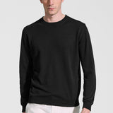 Long sleeve crew neck in black silk and cotton