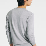 Long sleeve crew neck in melange marble silk and cotton