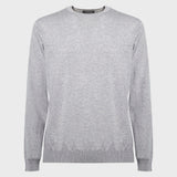 Long sleeve crew neck in melange marble silk and cotton
