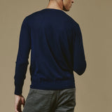 Girocollo in lana merino extrafine finezza 18 - Blu scuro