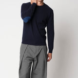 Girocollo con toppe a intarsio in lana e cashmere fin.12
