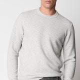Girocollo grigio jacquard bicolore in lana e cashmere fin.12