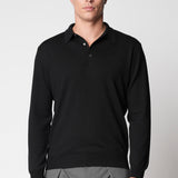 Polo bottoni rasato in lana merino extrafine fin.14