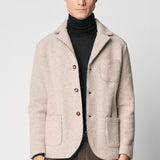 Blazer beige in tessuto velour
