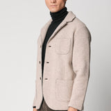 Blazer beige in tessuto velour