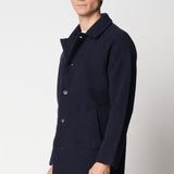 Cappotto blu in tessuto velour