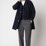 Cappotto blu in tessuto velour