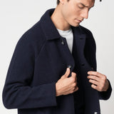 Cappotto blu in tessuto velour