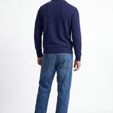 Maglia girocollo uomo con taschino in alpaca e lana merino