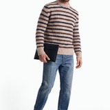 Maglia Girocollo Uomo a Righe in Misto Lana e Alpaca