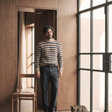 Maglia Girocollo Uomo a Righe in Misto Lana e Alpaca