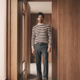 Maglia Girocollo Uomo a Righe in Misto Lana e Alpaca