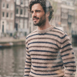 Maglia Girocollo Uomo a Righe in Misto Lana e Alpaca