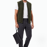 Gilet Smanicato Uomo Long Zip in Tessuto Velour Misto Lana