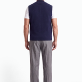 Gilet Smanicato Uomo Long Zip in Tessuto Velour Misto Lana