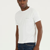 T-Shirt con stampa logo davanti in cotone bianco