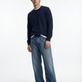 Long sleeve crew neck in dark blue cotton