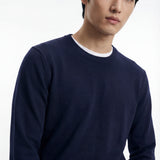 Long sleeve crew neck in dark blue cotton